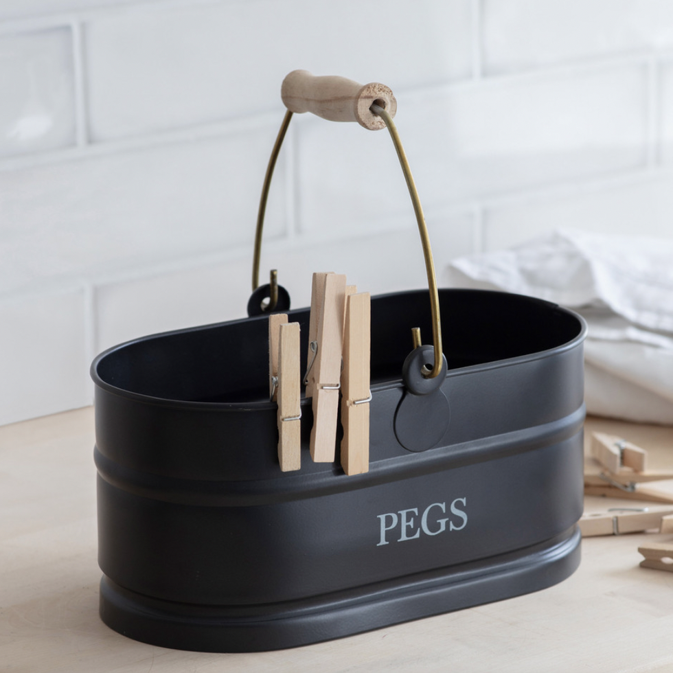a black peg bucket