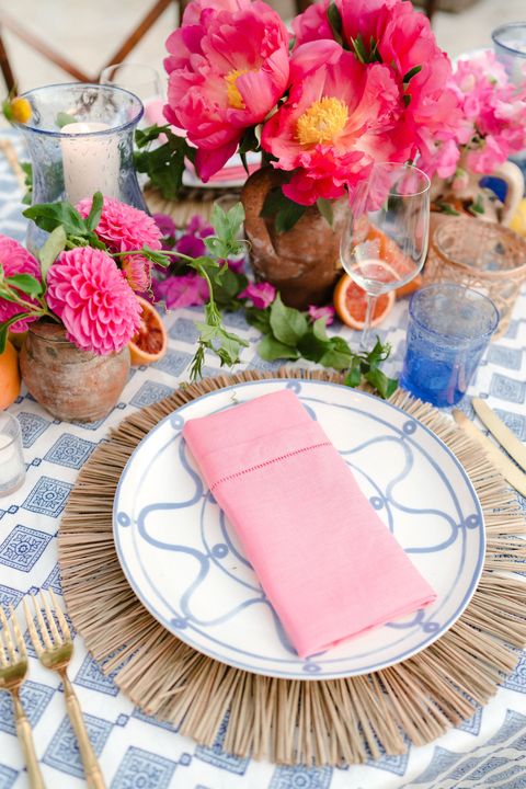 a pop colored table setting
