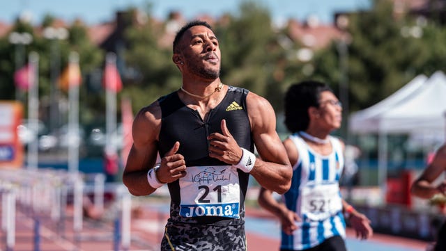 a man running in a race