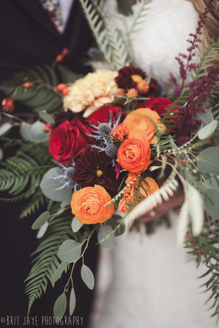 ornate fall wedding bouquet