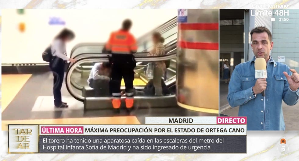 imagen de la caida de ortega cano en el metro