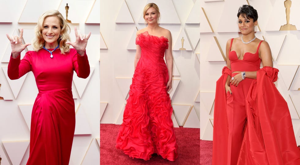 marlee martin, kirsten dunst y ariana debose en la alfombra roja de los oscars 2022