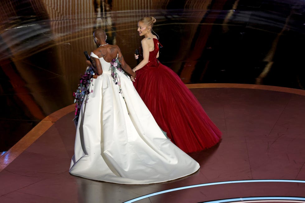 oscars 2025 ariana grande performance red dress