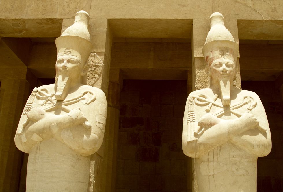 osirian statues of hatshepsut, temple of hatshepsut