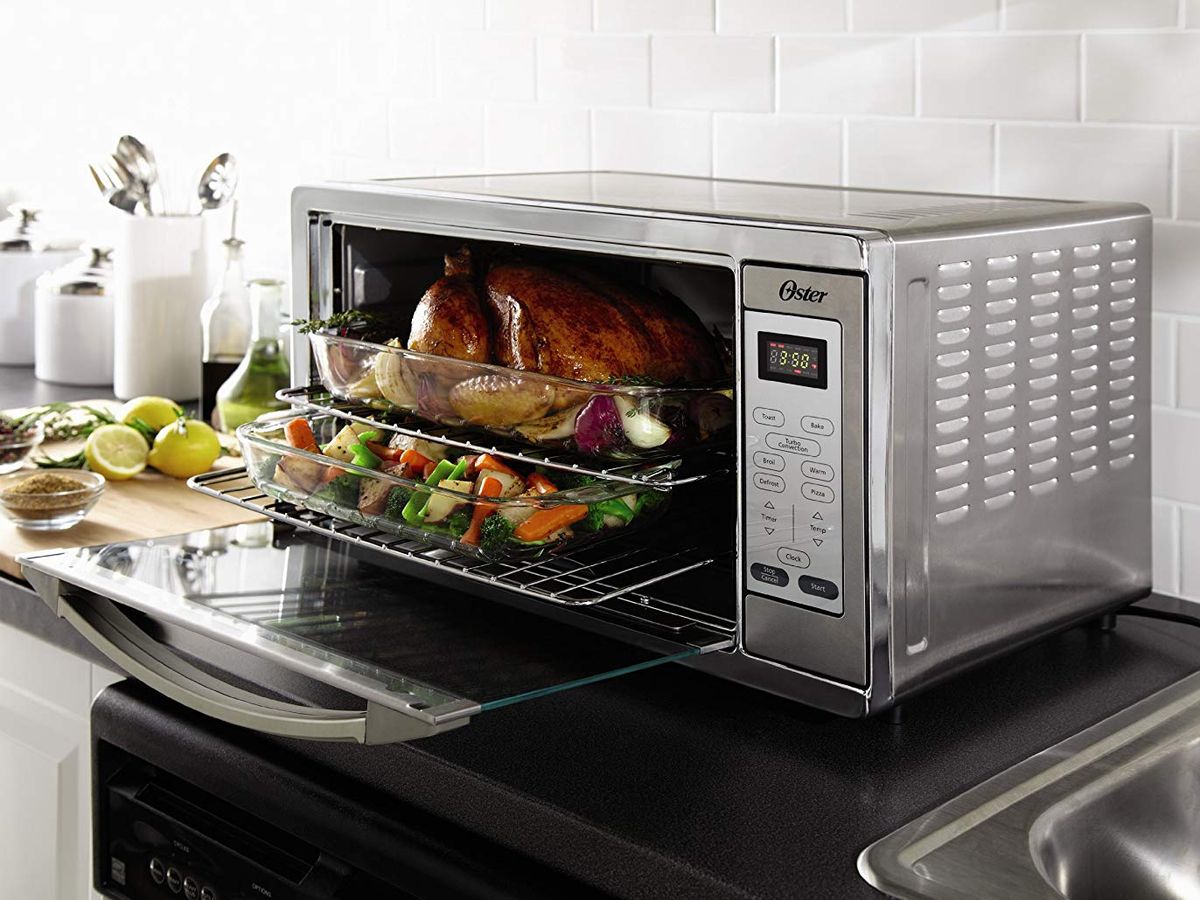  Oster Toaster Oven, 7-in-1 Countertop Toaster Oven, 10.5 x 13  Fits 2 Large Pizzas, Stainless Steel : Home & Kitchen