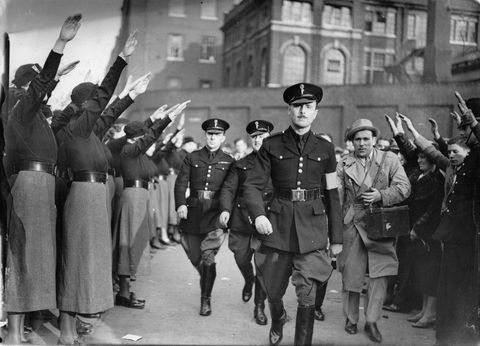 Oswald Mosley at a fascist rally in East London, Photograph, England, October 4th 1936