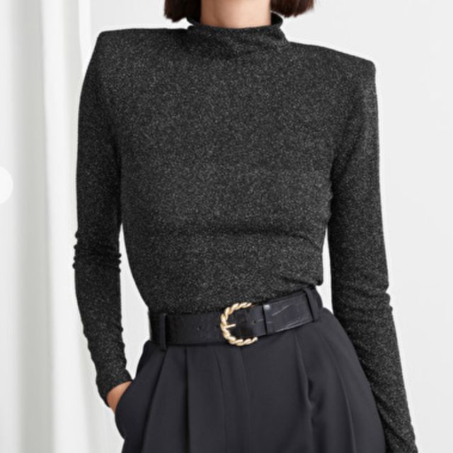 fitted turtleneck glitter sweater