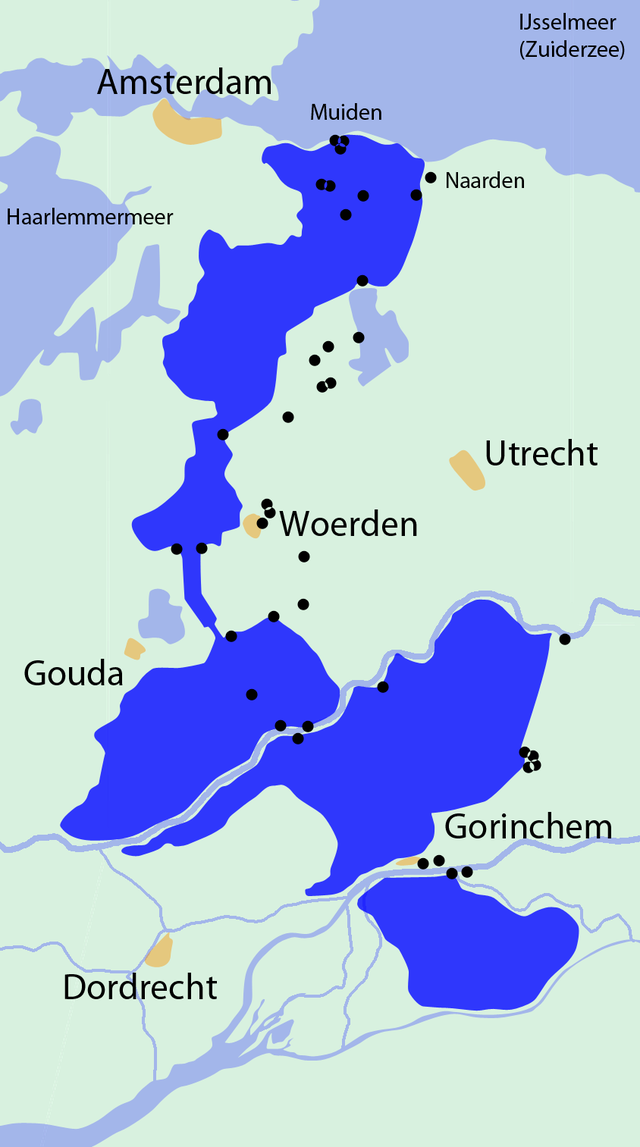 map of old dutch waterline circa 17th century