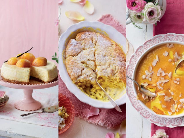 a table with plates of desserts