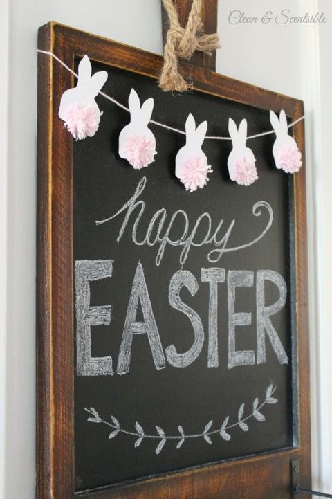 outdoor easter decor chalkboard sign bunny garland