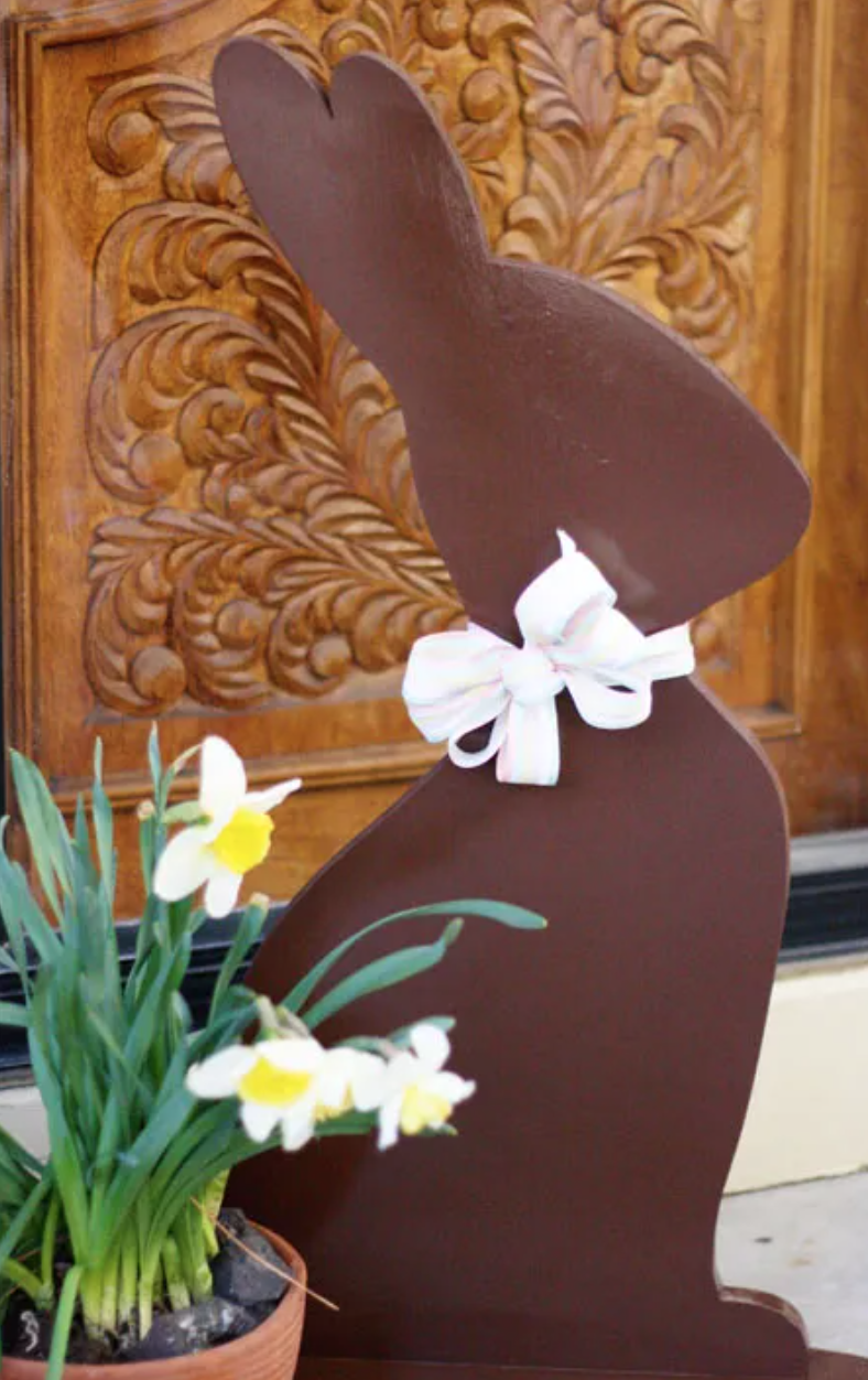 outdoor easter decoration chocolate easter bunny