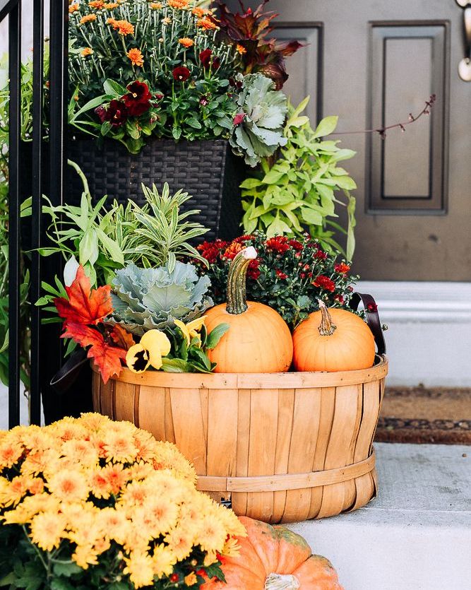 peck basket outdoor fall decorations