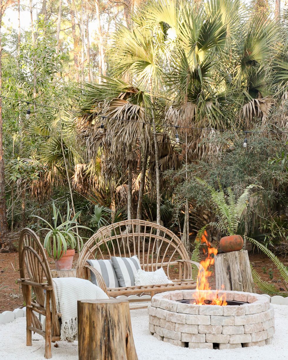 outdoor fire pit ideas rustic fire put in the woods