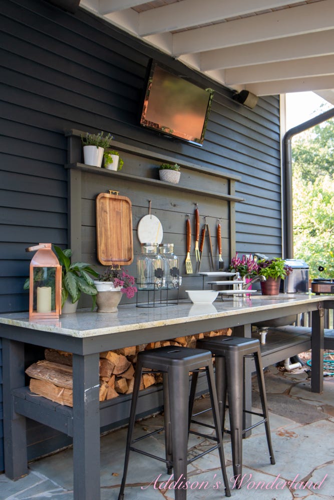 cocina exterior en color negro