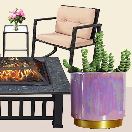 collage of patio items