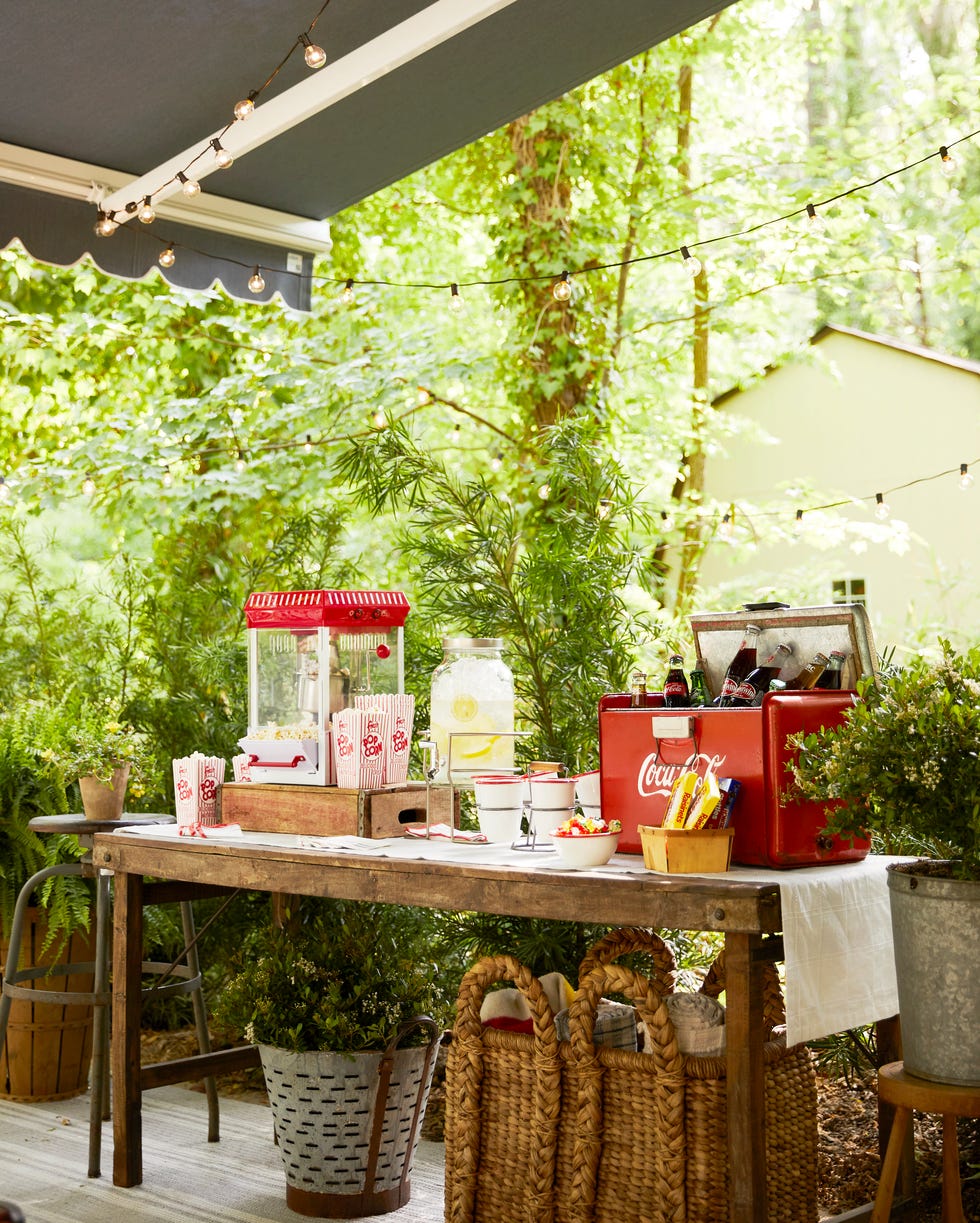 outdoor movie snack station