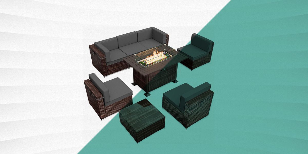 outdoor sectional sofa with gas fire pit table