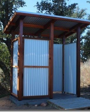 outdoor showers corrugated metal