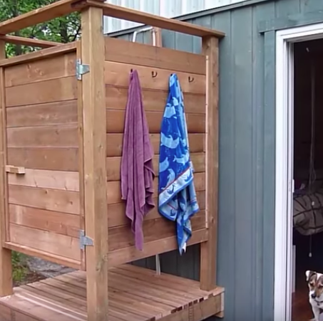 outdoor showers simple wood