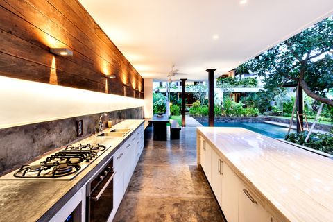 outdoor kitchen ideas modern poolside kitchen