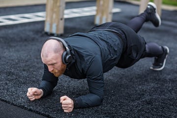 outdoor workout for a middle aged man