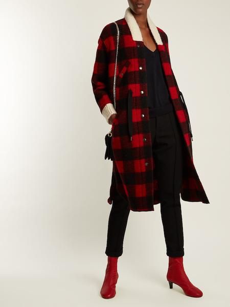 Clothing, Plaid, Tartan, Pattern, Red, Coat, Outerwear, Overcoat, Design, Fashion, 