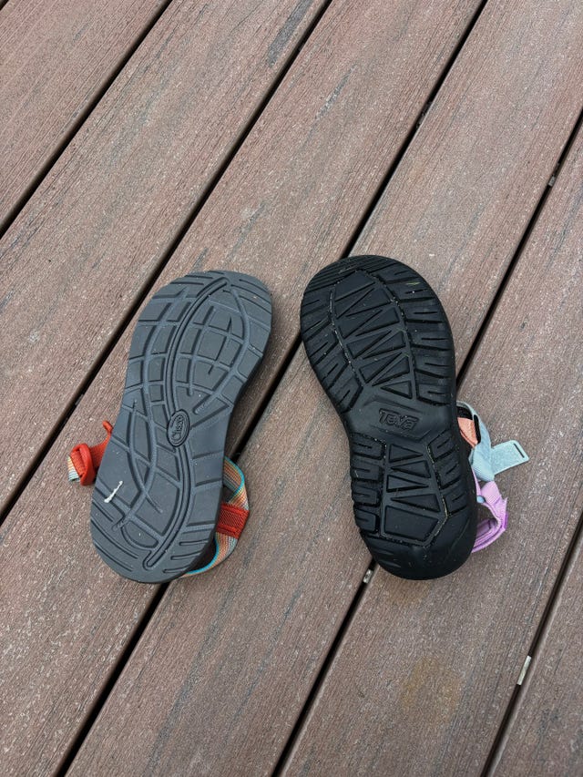 outsoles of the outsoles of the chaco ﻿z cloud cushioned sandal and the teva ﻿hurricane xlt2 sandal
