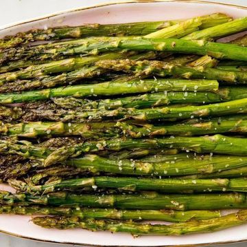 a plate of roasted asparagus