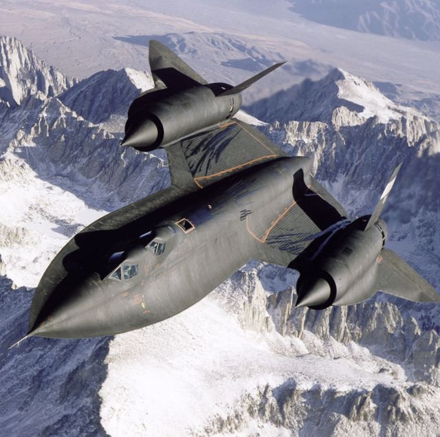 sr 71 over snow capped mountains
