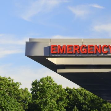 overhead generic emergency sign at a hospital