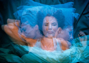 overlapping image of sleeping woman