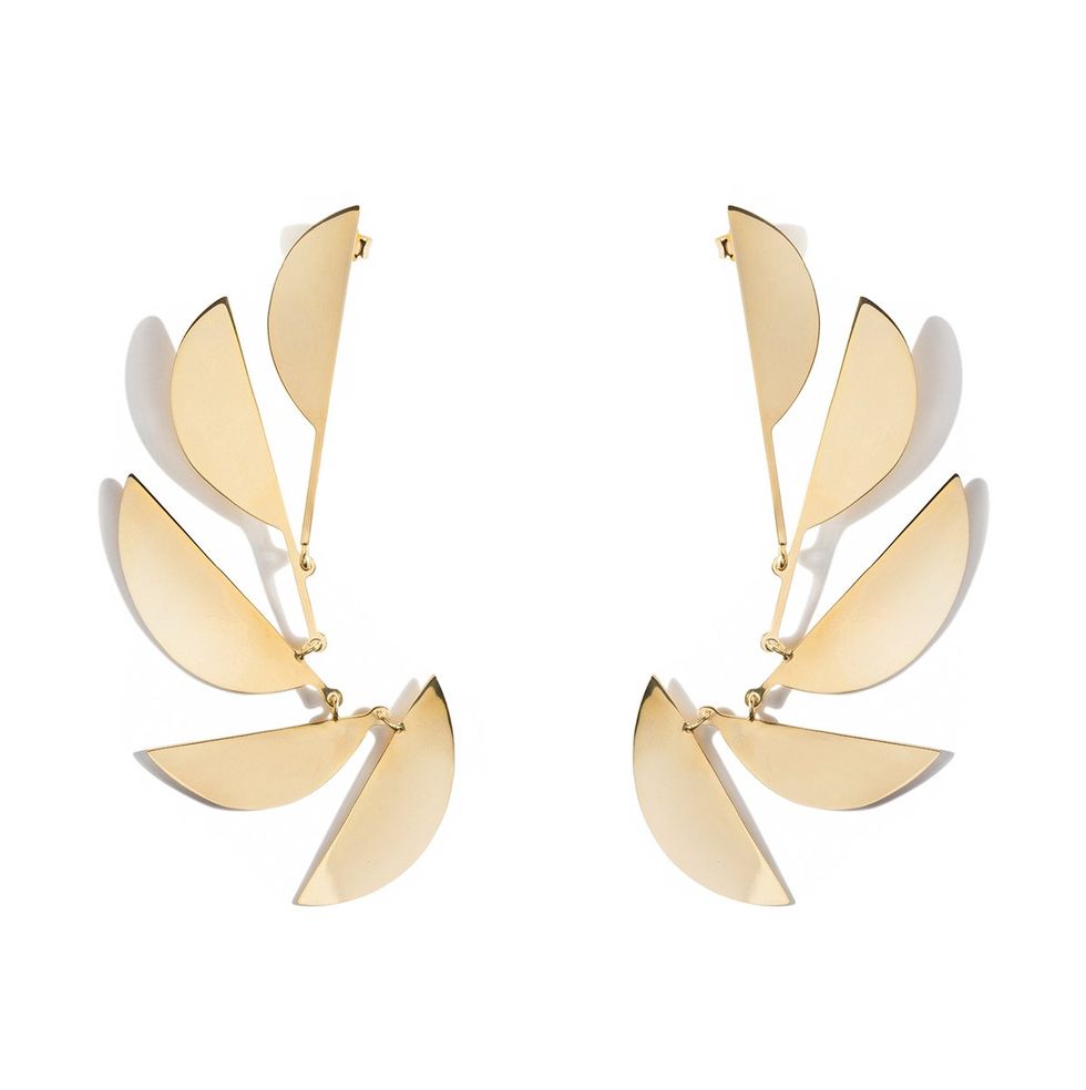 Earrings, Jewellery, Fashion accessory, Leaf, Ear, Wing, Butterfly, Beige, Pollinator, Metal, 