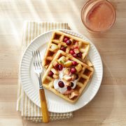 overnight yeasted waffles with fruit