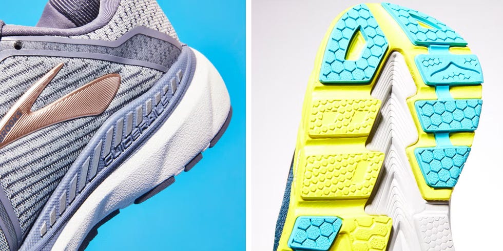 running shoe showcasing its upper and sole design
