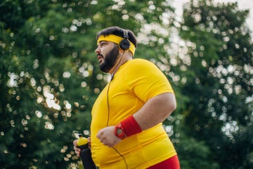 overweight man running