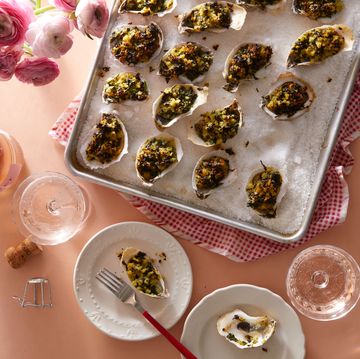 a table with oysters rockefeller
