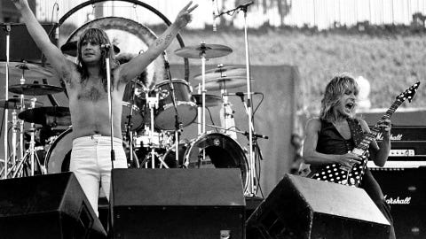 ozzy osbourne and randy rhodes performing at the oakland coliseum