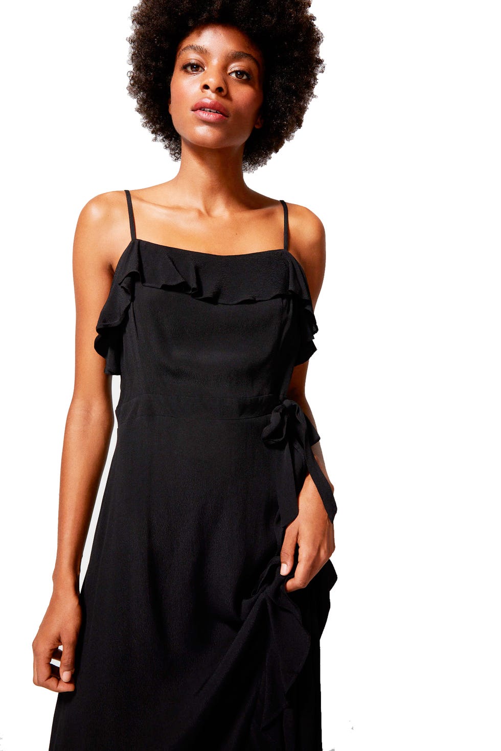 Springfield Vestido Midi Cuello Alto Negro