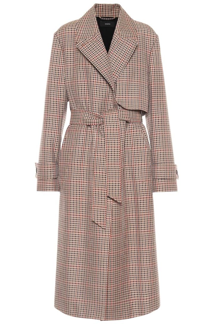 joseph chasa checked woolblend trench coat