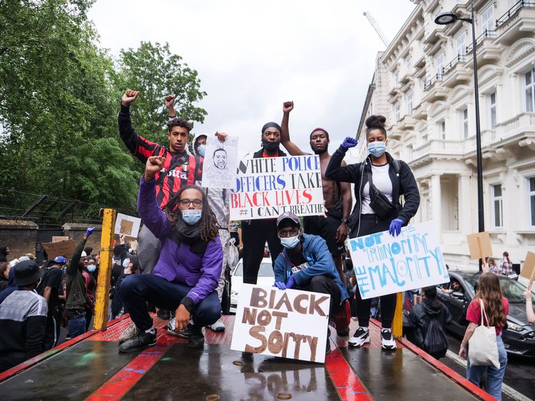 protestors at london's black lives matter march on 3 june 2020