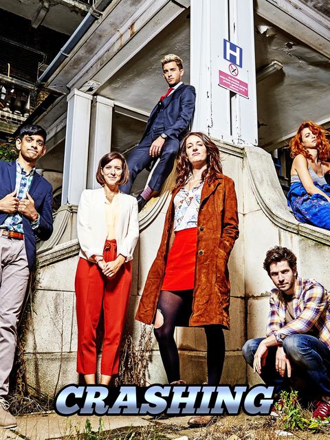 crashing cast phoebe waller bridge as lulu, damien molony as anthony, louise ford as kate, jonathan bailey as sam, julie dray as melody, amit shah as fred and adrian scarborough as colin
