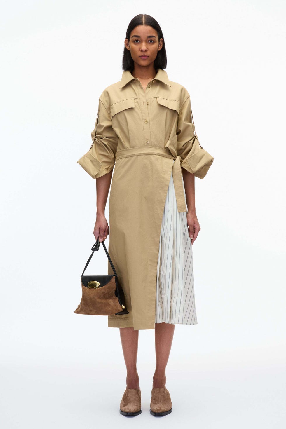 the phillip lim utility shirt dress, which looks like a hybrid of a trench and a striped dress