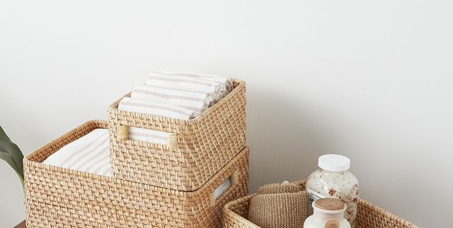 1 Large And 2 Small Paper Rope Baskets For Storage Organization, Stackable Storage  Baskets For Shelving, 1 Large And 2 Small Baskets