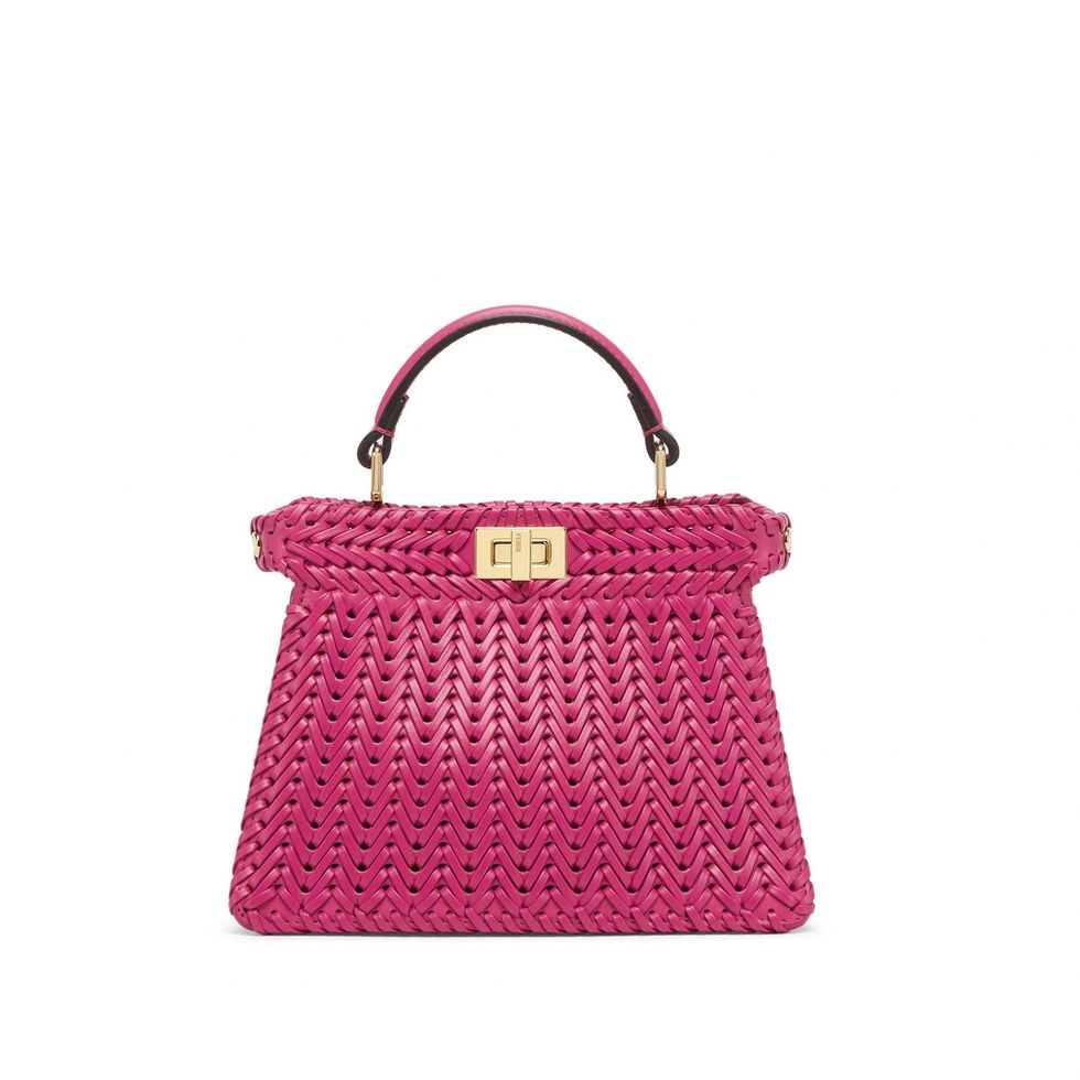 a pink and purple purse
