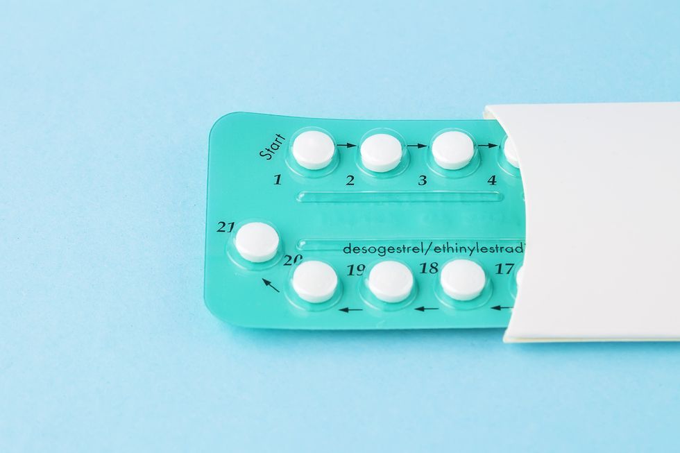 Pack of contraceptive pills with instructions.
