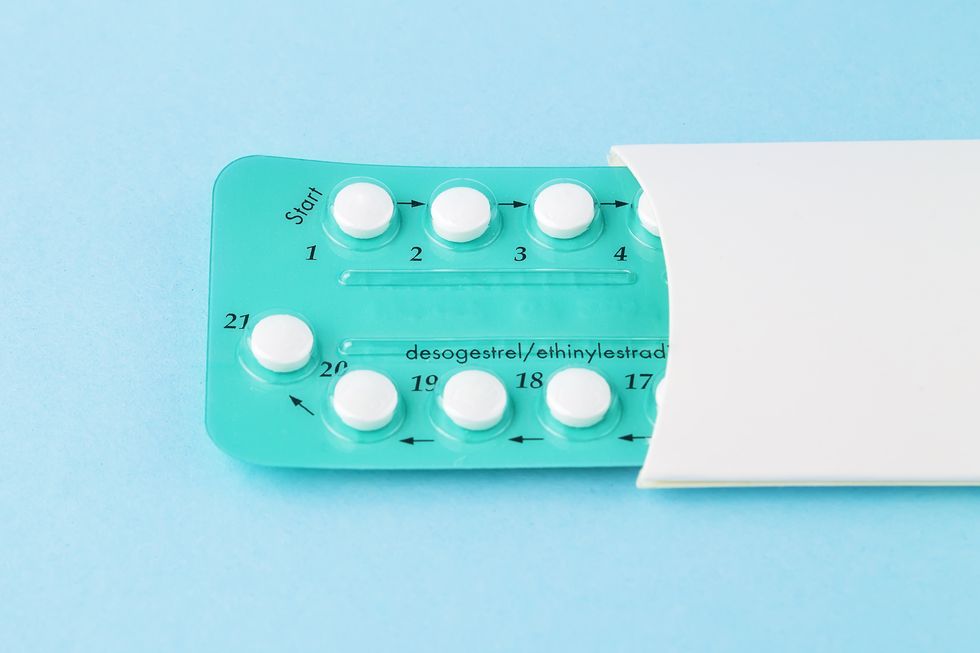 Pack of contraceptive pills with instructions.