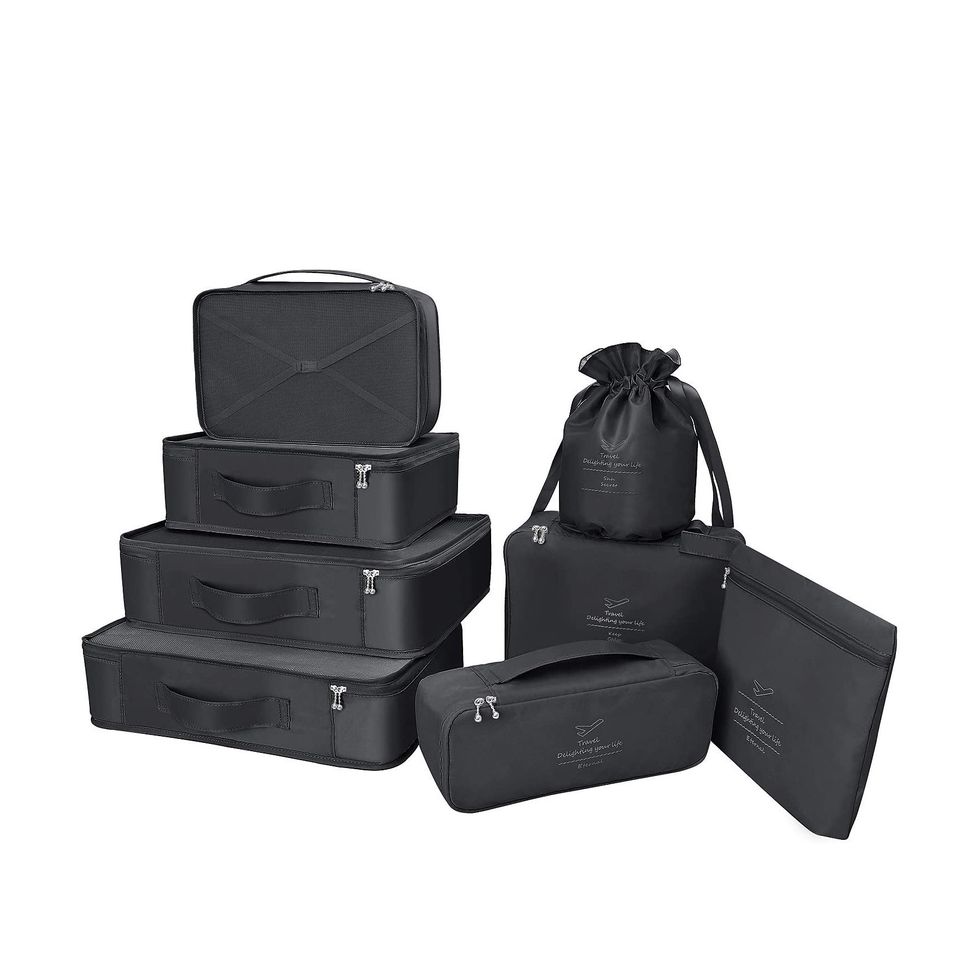 Basics 4 Piece Packing Travel Organizer Cubes Set, Small, Medium,  Large, and Slim, Black