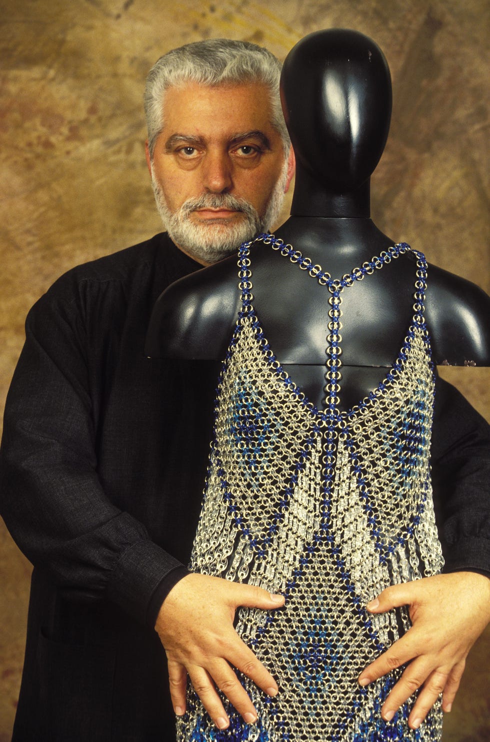 paco rabanne celebrates his 30 years of creating and selling his professional collection in france in may, 1994