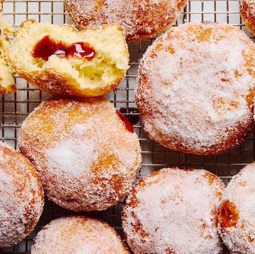 jelly filled donuts topped with sugar