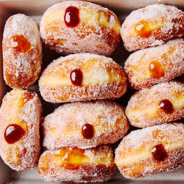 jelly filled donuts topped with sugar